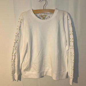 MICHAEL KORS Laced Sleeves White Sweater
